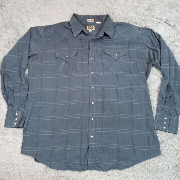Ely Cattleman Other - Vintage Ely Cattleman Mens Shirt Blue 2XLT Pearl Snap Western Rancher Tall Man
